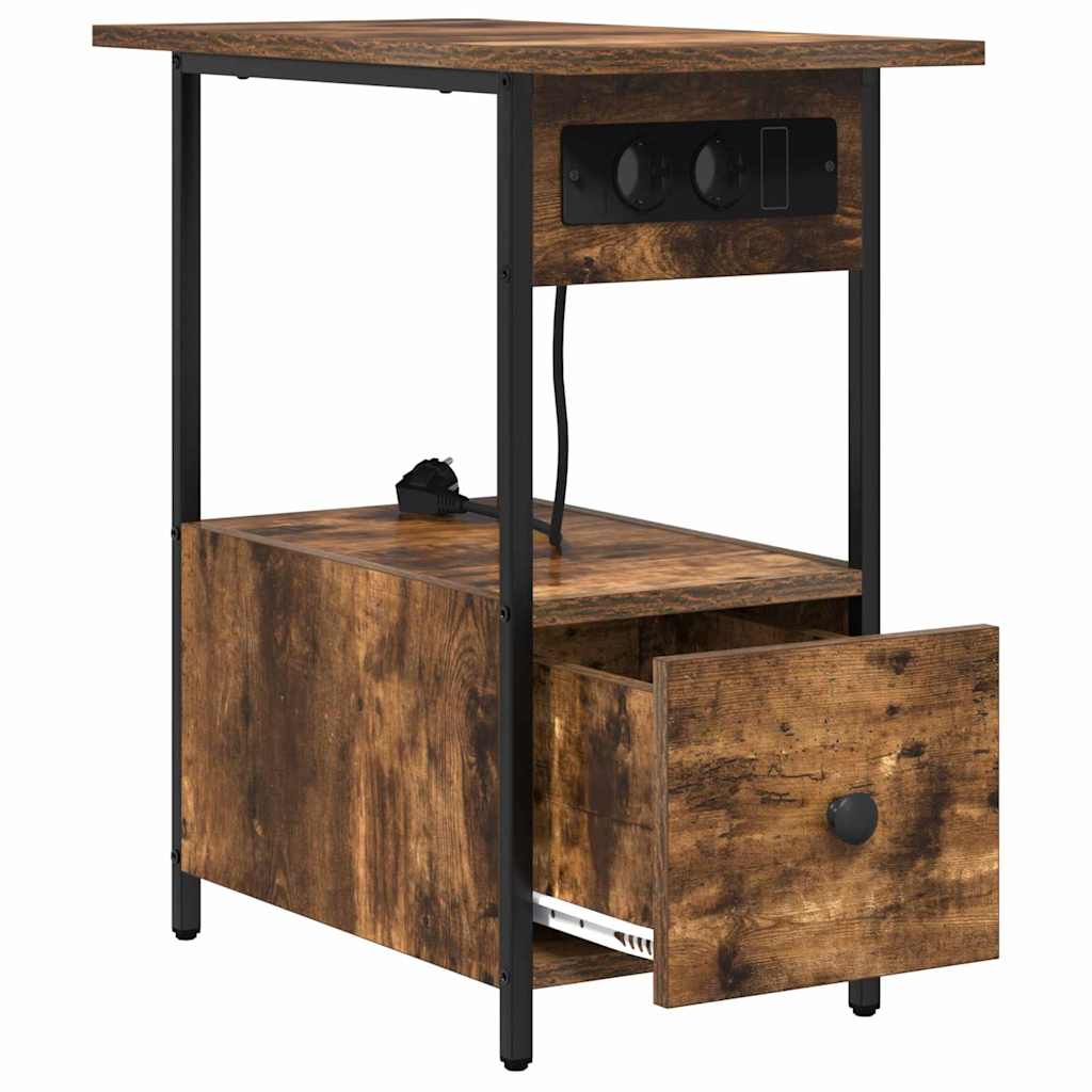 vidaXL Κομοδίνο Καπνιστό Δρύς 60 x 30 x 61 εκ Επεξεργασμένο ξύλο