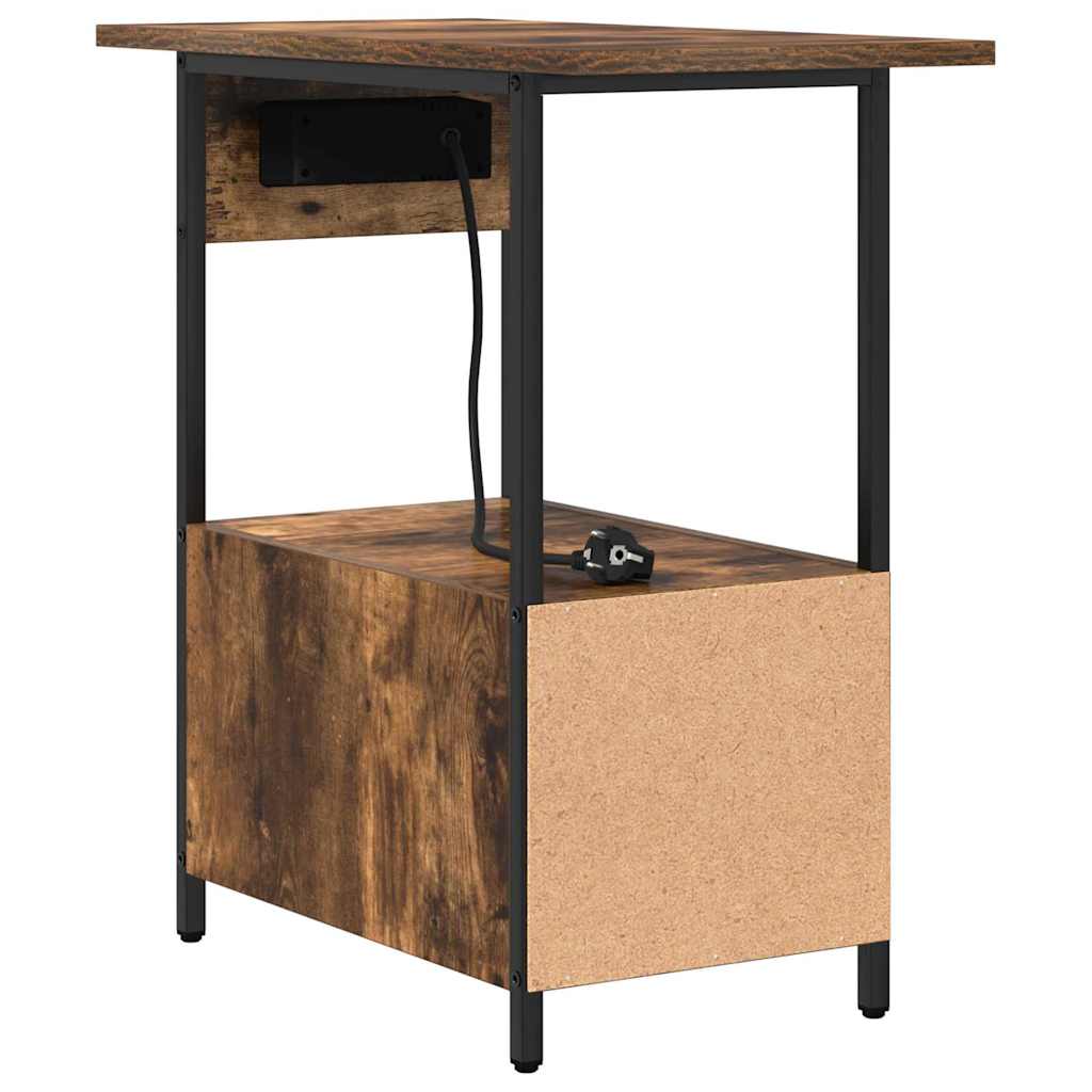 vidaXL Κομοδίνο Καπνιστό Δρύς 60 x 30 x 61 εκ Επεξεργασμένο ξύλο