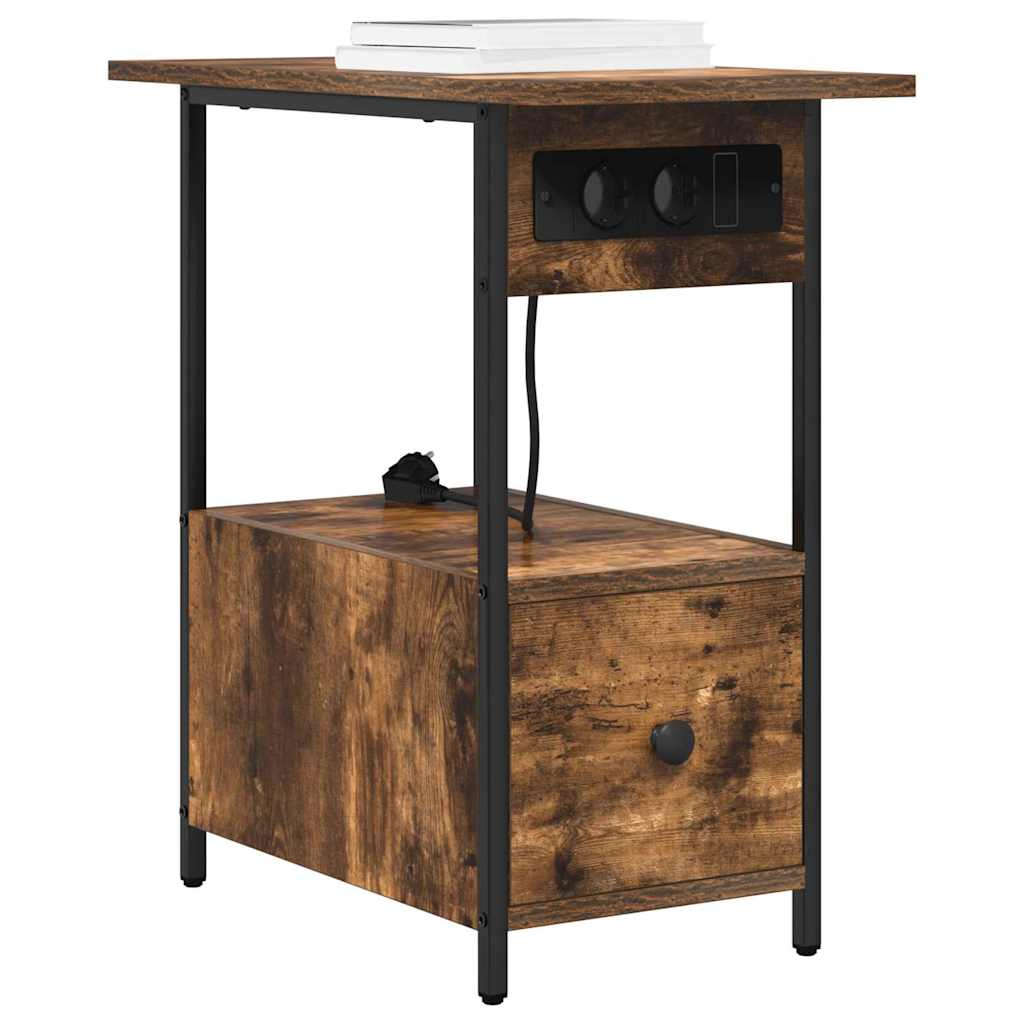 vidaXL Κομοδίνο Καπνιστό Δρύς 60 x 30 x 61 εκ Επεξεργασμένο ξύλο