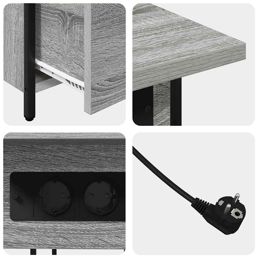 vidaXL Κομοδίνο Γκρίζο Σονομα 60 x 30 x 61 εκ Επεξεργασμένο ξύλο