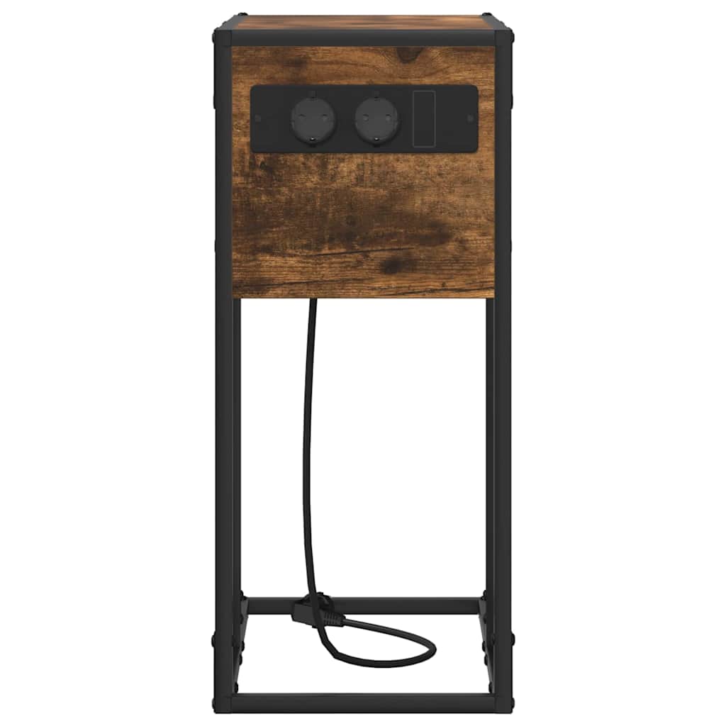 vidaXL Κομοδίνο Καπνιστό Δρύς 41,5 x 26 x 60,5 εκ Επεξεργασμένο ξύλο