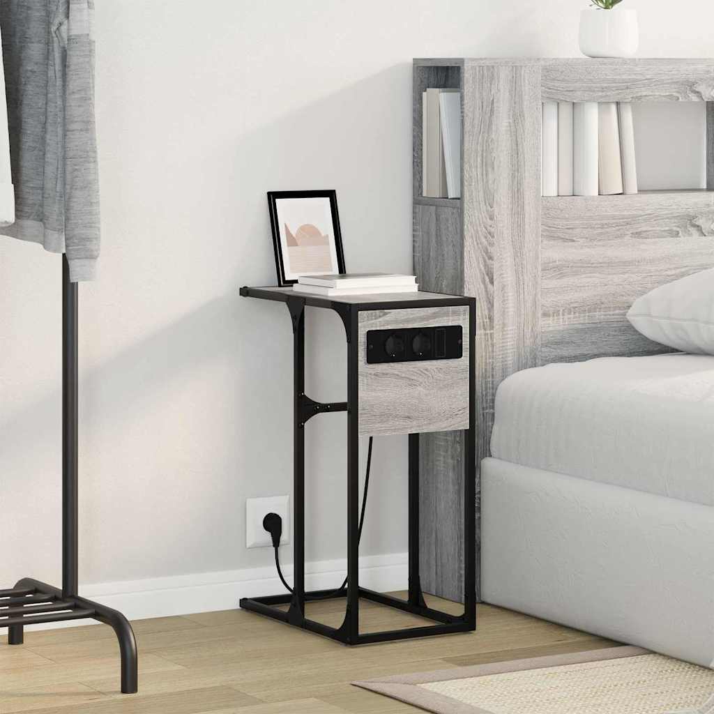 vidaXL Κομοδίνο Γκρίζο Σονομα 41,5 x 26 x 60,5 εκ Επεξεργασμένο ξύλο