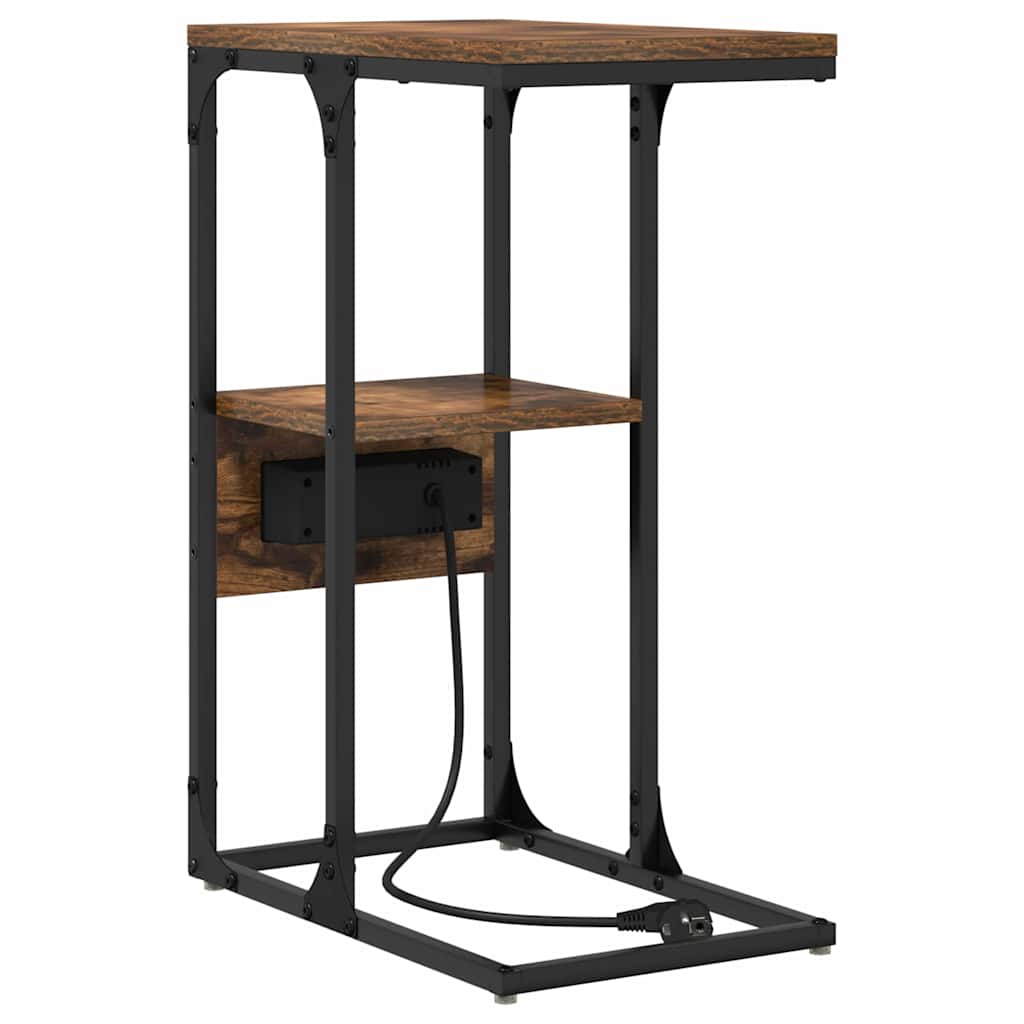 vidaXL Κομοδίνο Καπνιστή δρυς 41.5 x 26 x 60.5 εκ Επεξεργασμένο ξύλο