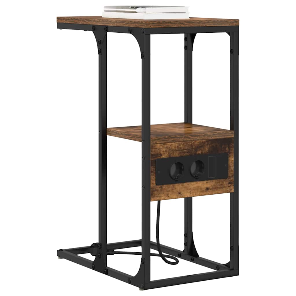 vidaXL Κομοδίνο Καπνιστή δρυς 41.5 x 26 x 60.5 εκ Επεξεργασμένο ξύλο