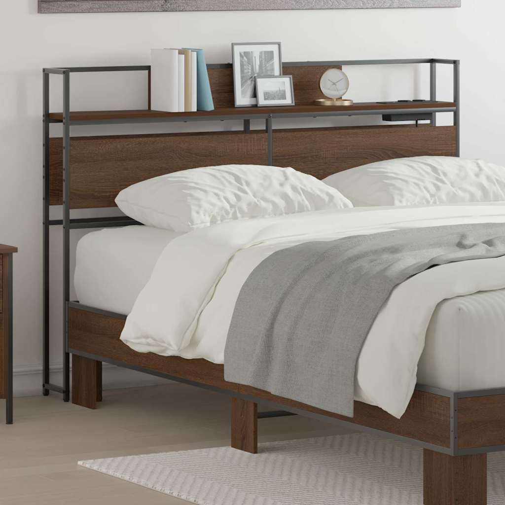 vidaXL Κεφαλάρι Αποθήκης με ράφι Καφέ δρυς 120 cm Επεξεργασμένο ξύλο