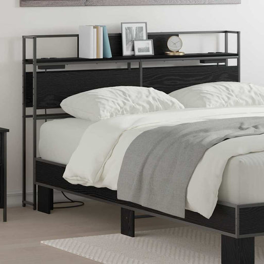 vidaXL Κεφαλάρι Αποθήκης με ράφι Μαύρη δρυς 150 cm Επεξεργασμένο ξύλο