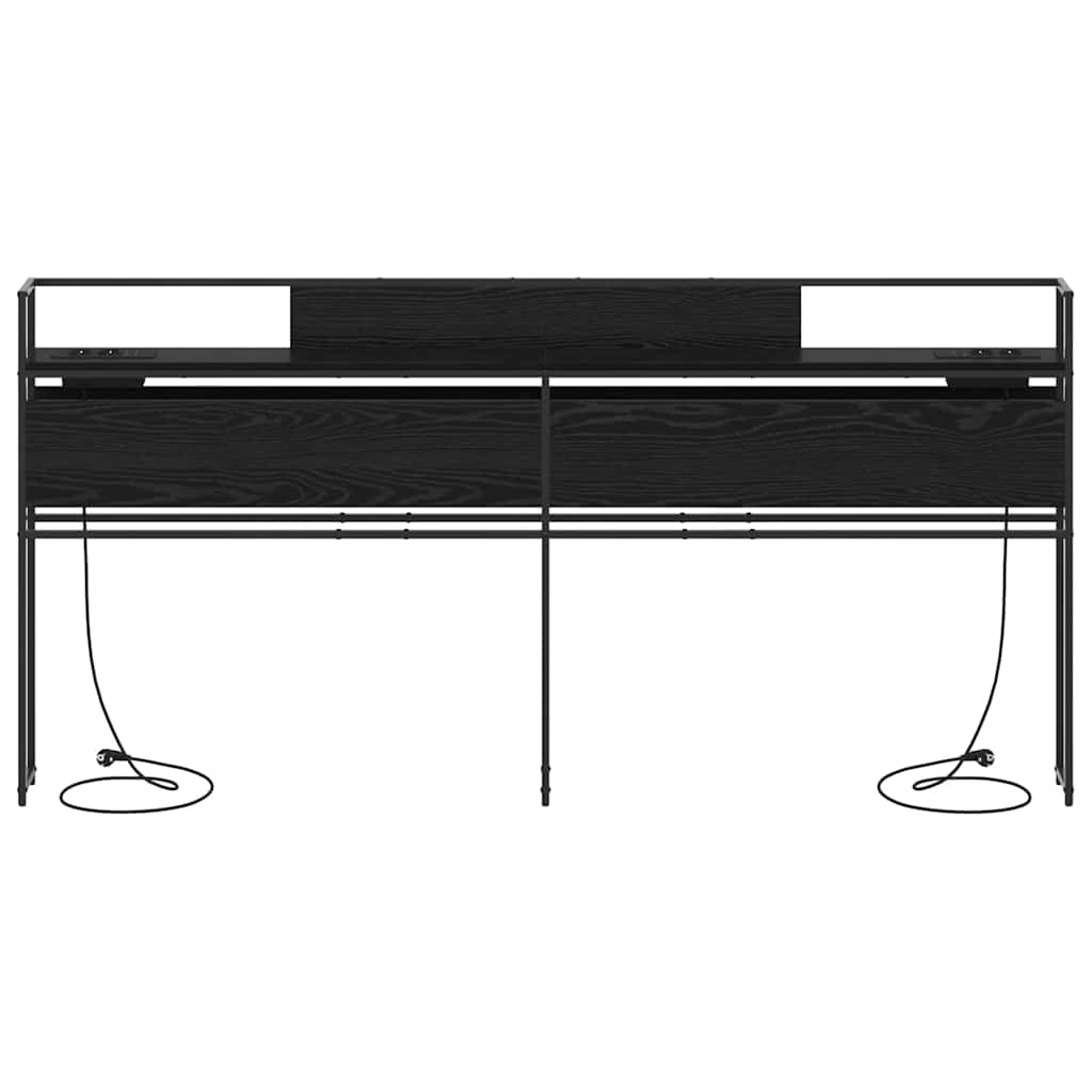 vidaXL Κεφαλάρι Αποθήκης με ράφι Μαύρη δρυς 200 cm Επεξεργασμένο ξύλο