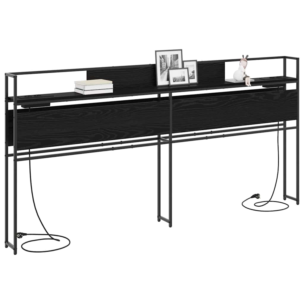 vidaXL Κεφαλάρι Αποθήκης με ράφι Μαύρη δρυς 200 cm Επεξεργασμένο ξύλο