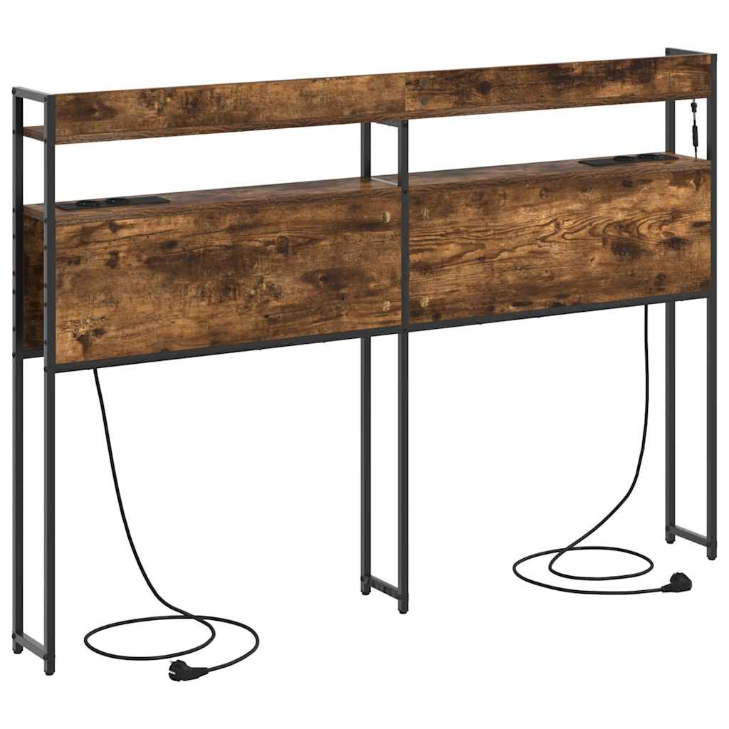 vidaXL Κεφαλάρι Αποθήκης με ράφι Καπνιστή δρυς 140,5 x 15 x 98 εκ