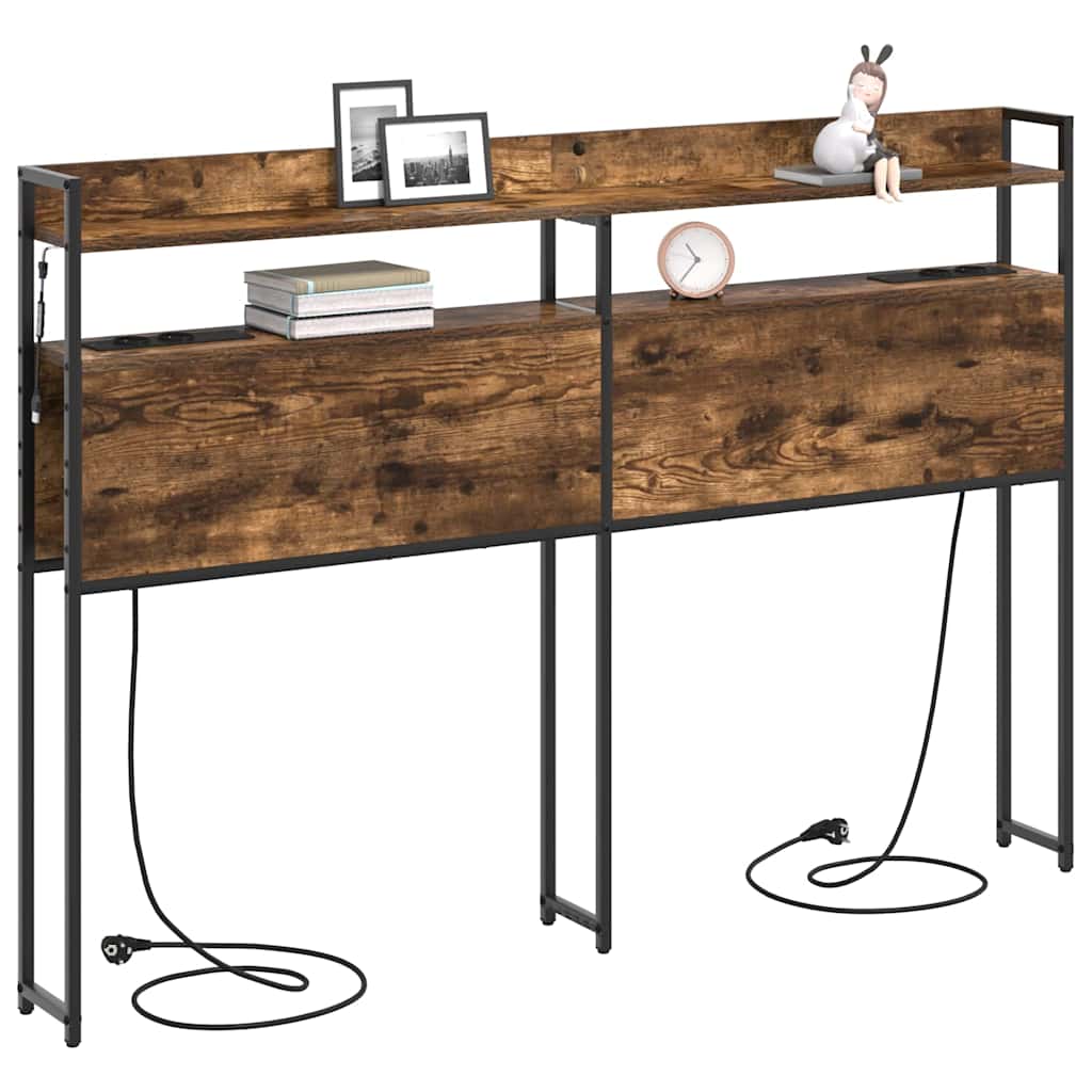 vidaXL Κεφαλάρι Αποθήκης με ράφι Καπνιστή δρυς 140,5 x 15 x 98 εκ