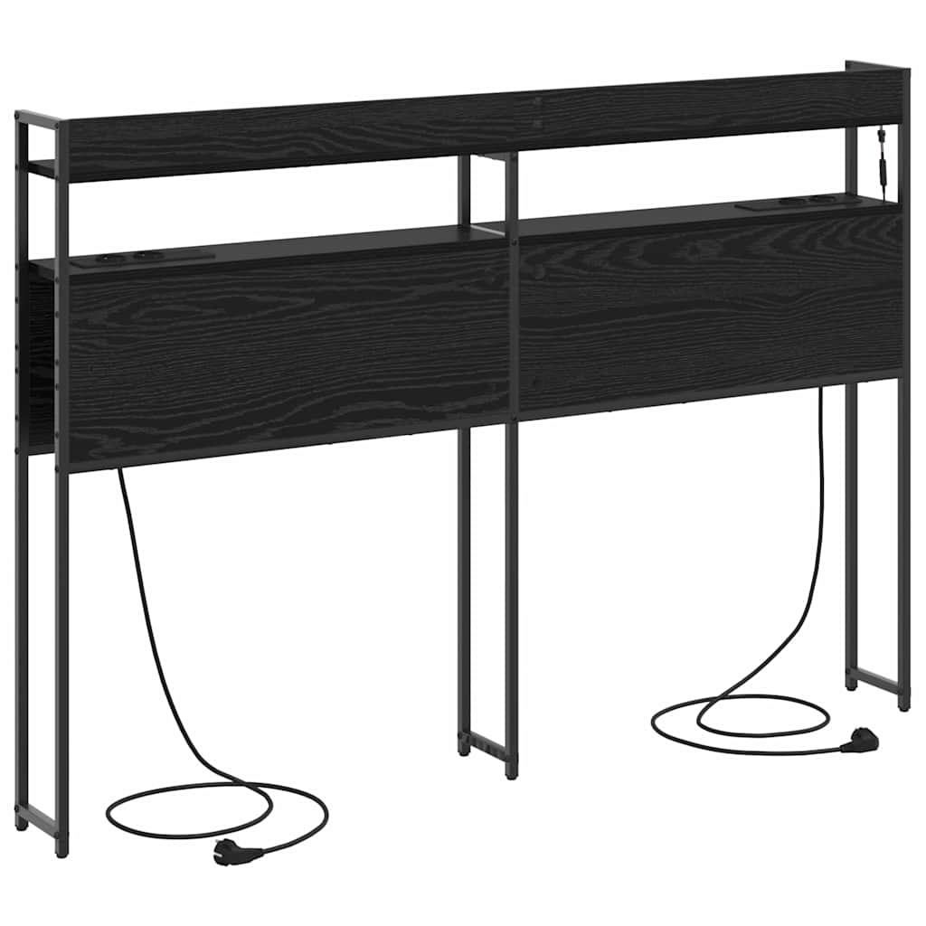 vidaXL Κεφαλάρι Αποθήκης με ράφι Μαύρη δρυς 160 cm Επεξεργασμένο ξύλο