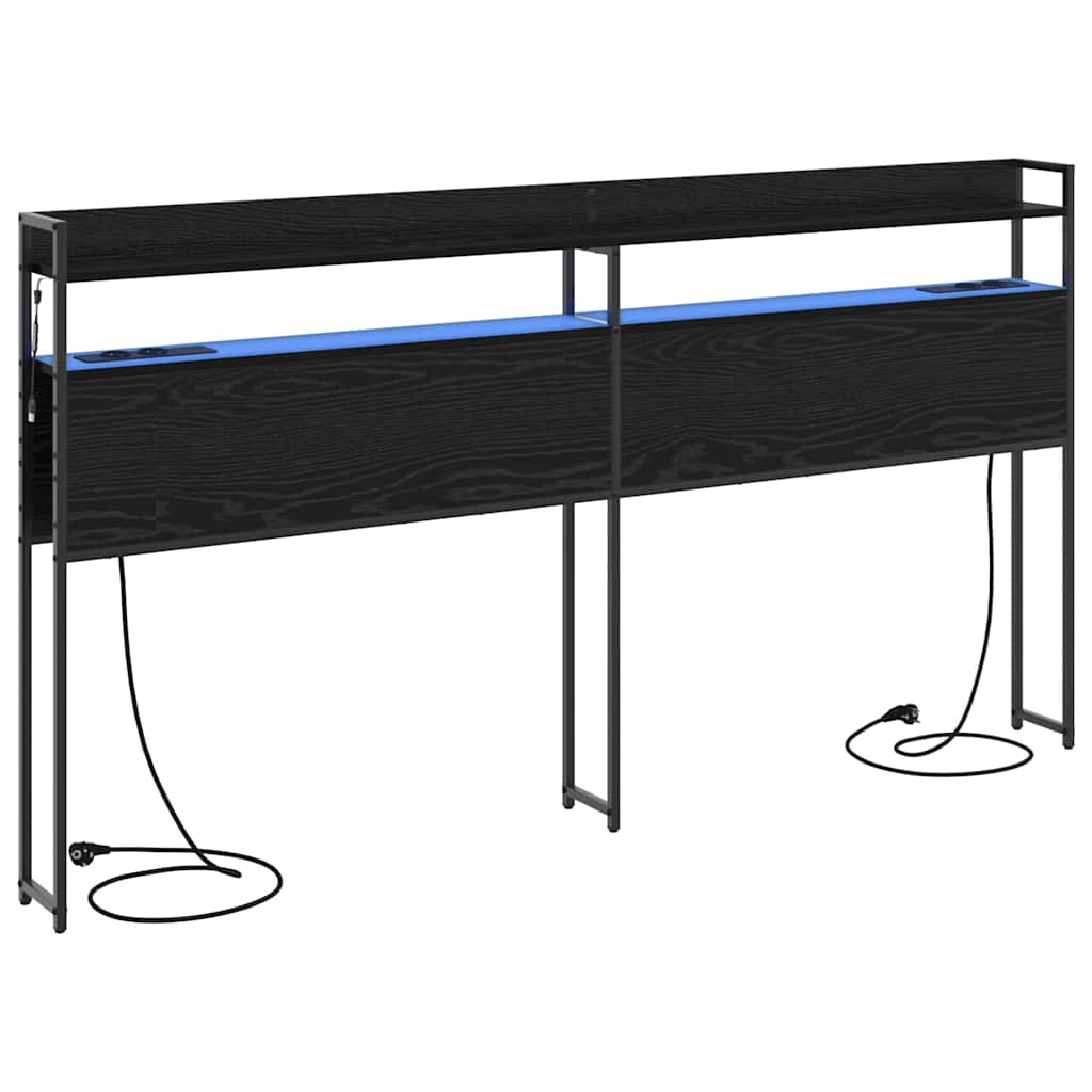 vidaXL Κεφαλάρι Αποθήκης με ράφι Μαύρη δρυς 200 cm Επεξεργασμένο ξύλο