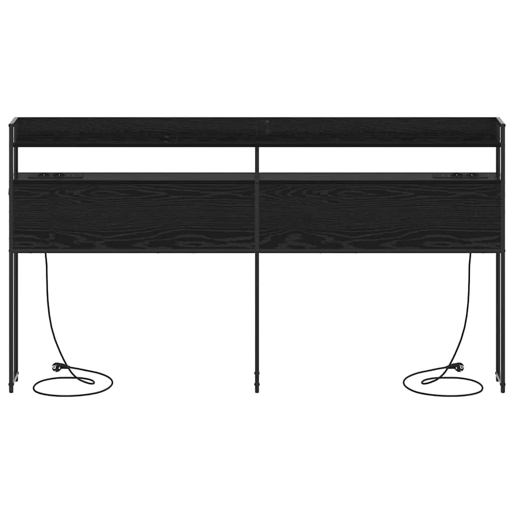 vidaXL Κεφαλάρι Αποθήκης με ράφι Μαύρη δρυς 200 cm Επεξεργασμένο ξύλο