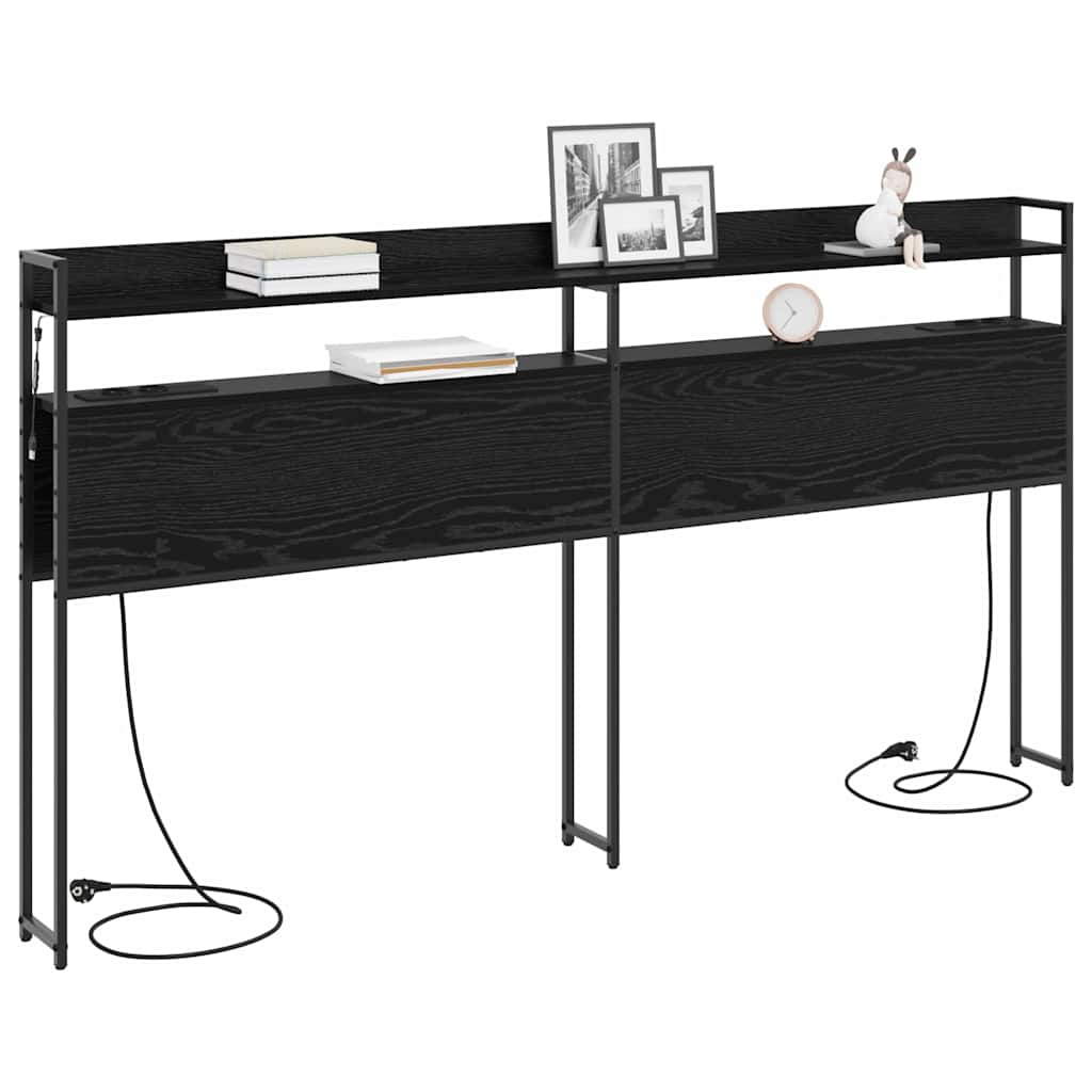 vidaXL Κεφαλάρι Αποθήκης με ράφι Μαύρη δρυς 200 cm Επεξεργασμένο ξύλο