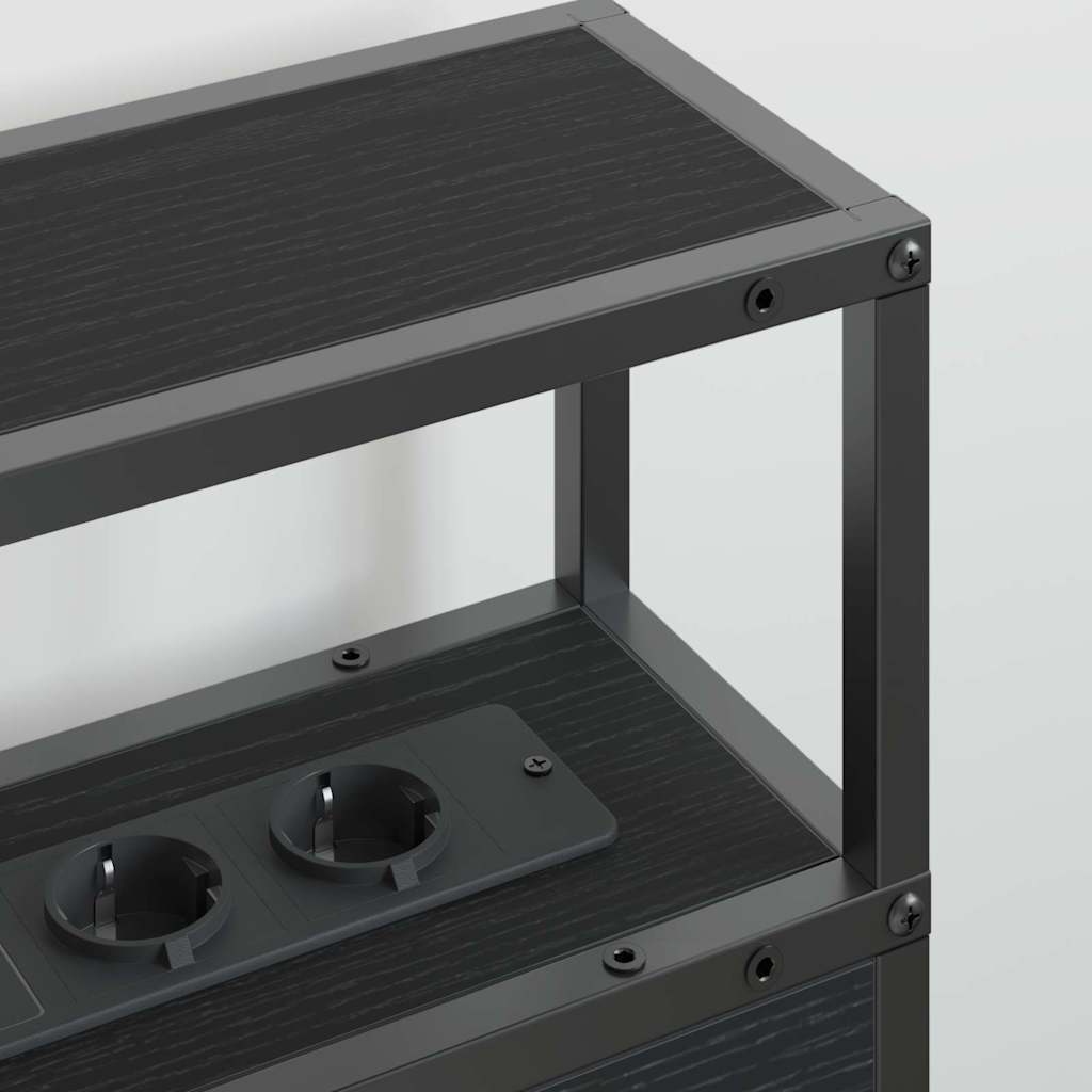 vidaXL Κεφαλάρι Αποθήκης με ράφι Μαύρη δρυς 135 cm Επεξεργασμένο ξύλο