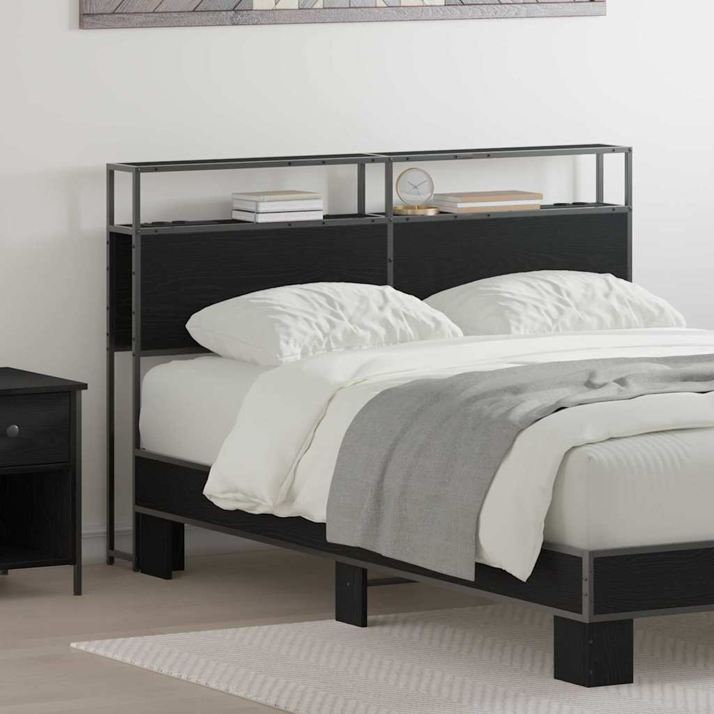 vidaXL Κεφαλάρι Αποθήκης με ράφι Μαύρη δρυς 150 cm Επεξεργασμένο ξύλο