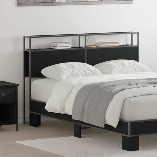 vidaXL Κεφαλάρι Αποθήκης με ράφι Μαύρη δρυς 150 cm Επεξεργασμένο ξύλο