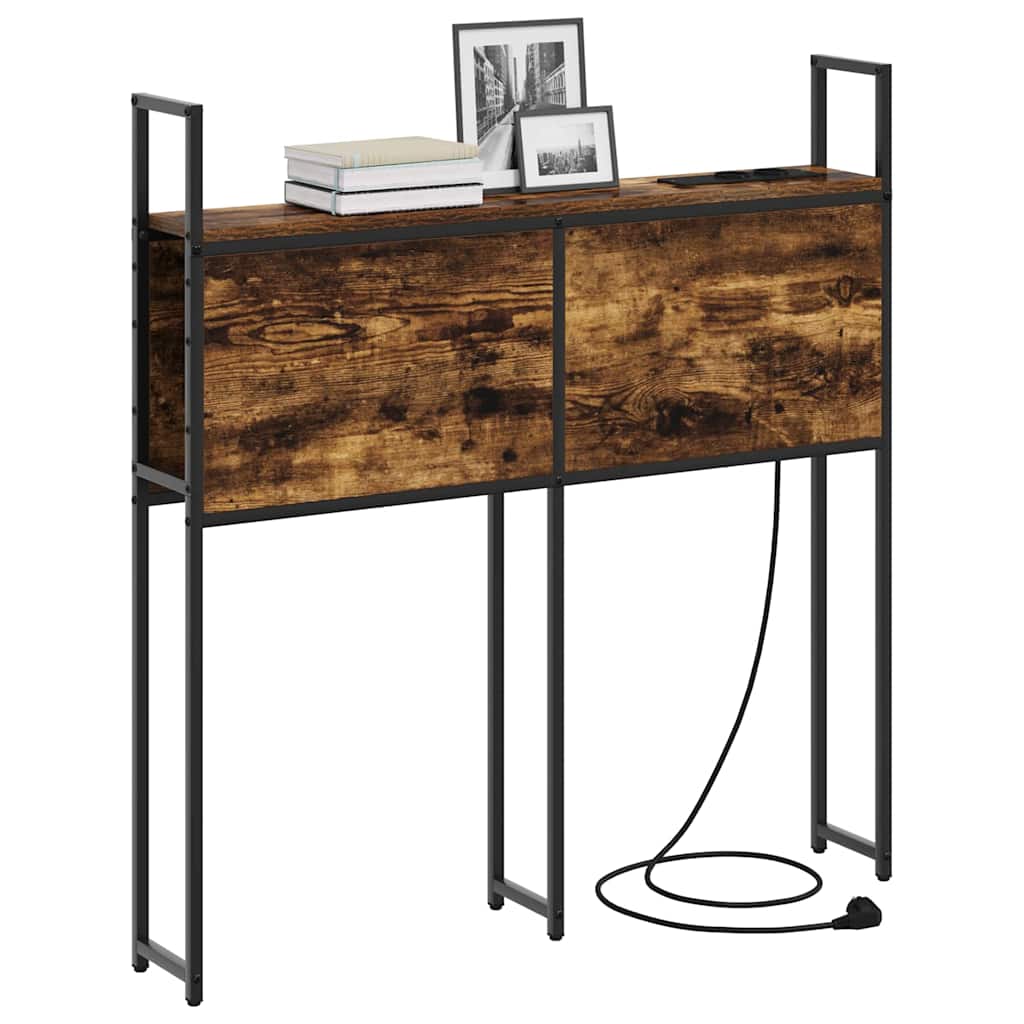 vidaXL Κεφαλάρι Αποθήκης με Σταθμό Φόρτισης Καπνιστή δρυς 75 cm