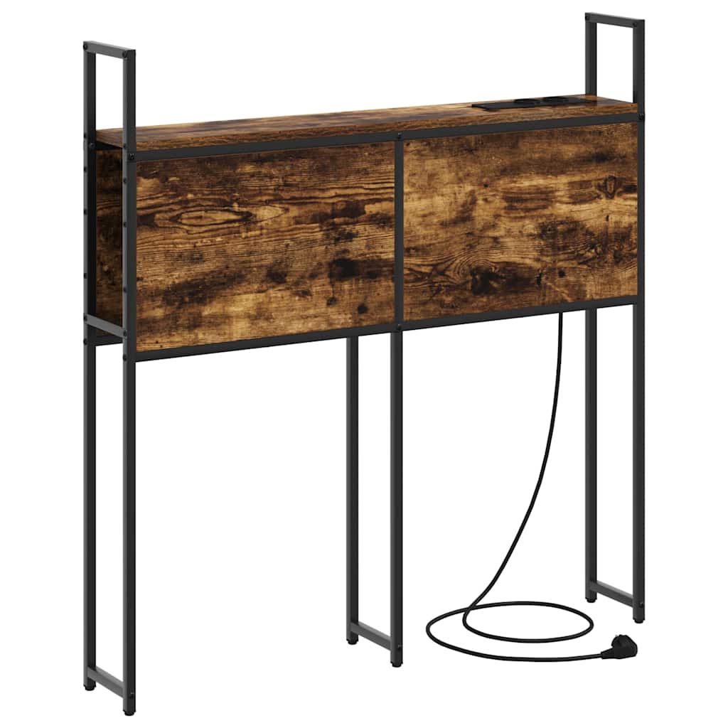 vidaXL Κεφαλάρι Αποθήκης με Σταθμό Φόρτισης Καπνιστή δρυς 90 cm