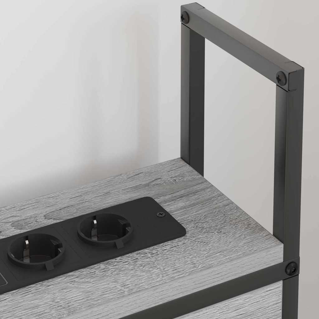 vidaXL Κεφαλάρι Αποθήκης με Σταθμό Φόρτισης με ράφι Γκρι sonoma 90 cm