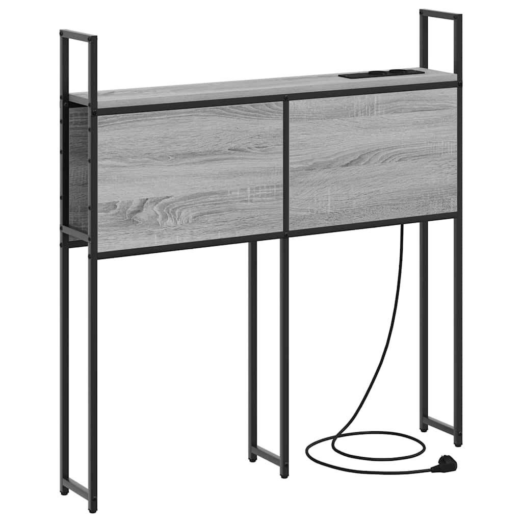 vidaXL Κεφαλάρι Αποθήκης με Σταθμό Φόρτισης με ράφι Γκρι sonoma 90 cm