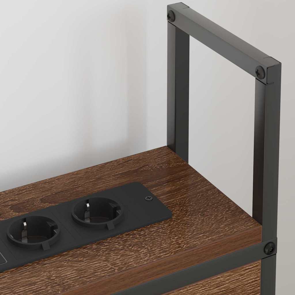 vidaXL Κεφαλάρι Αποθήκης με Σταθμό Φόρτισης με ράφι Καφέ δρυς 90 cm