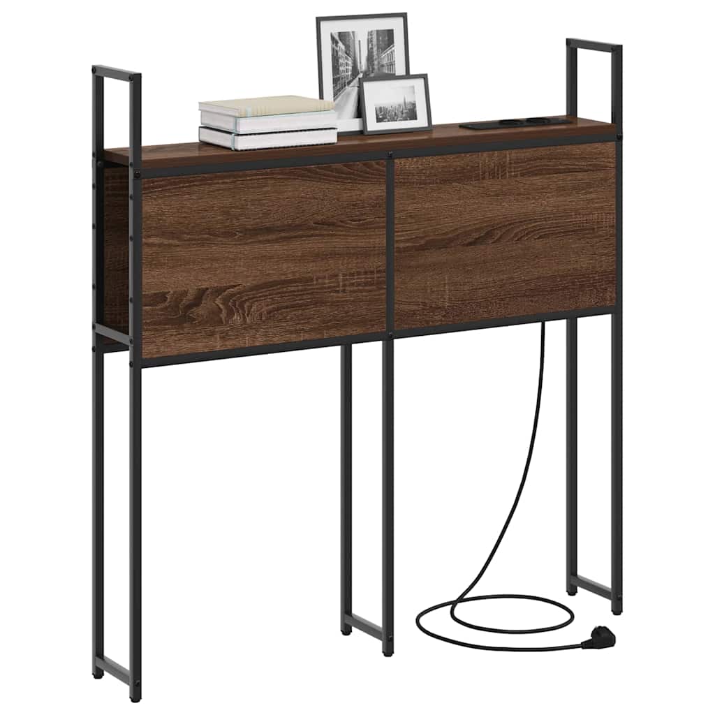 vidaXL Κεφαλάρι Αποθήκης με Σταθμό Φόρτισης με ράφι Καφέ δρυς 90 cm