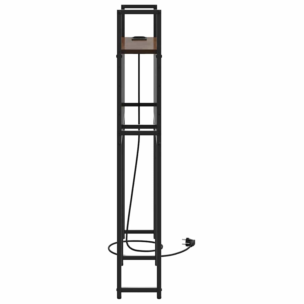 vidaXL Κεφαλάρι Αποθήκης με Σταθμό Φόρτισης με ράφι Καφέ δρυς 90 cm