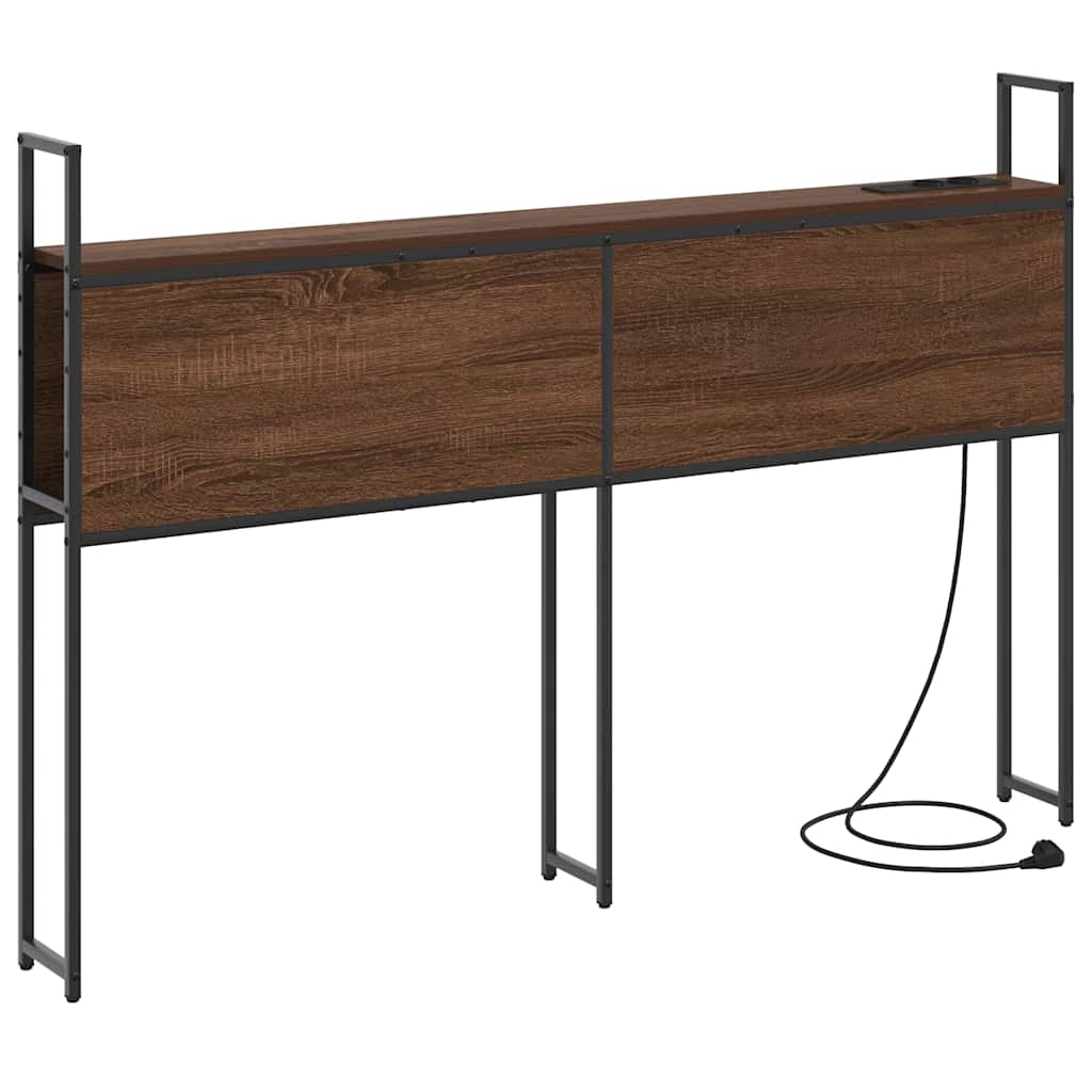 vidaXL Κεφαλάρι Αποθήκης με Σταθμό Φόρτισης με ράφι Καφέ δρυς 120 cm