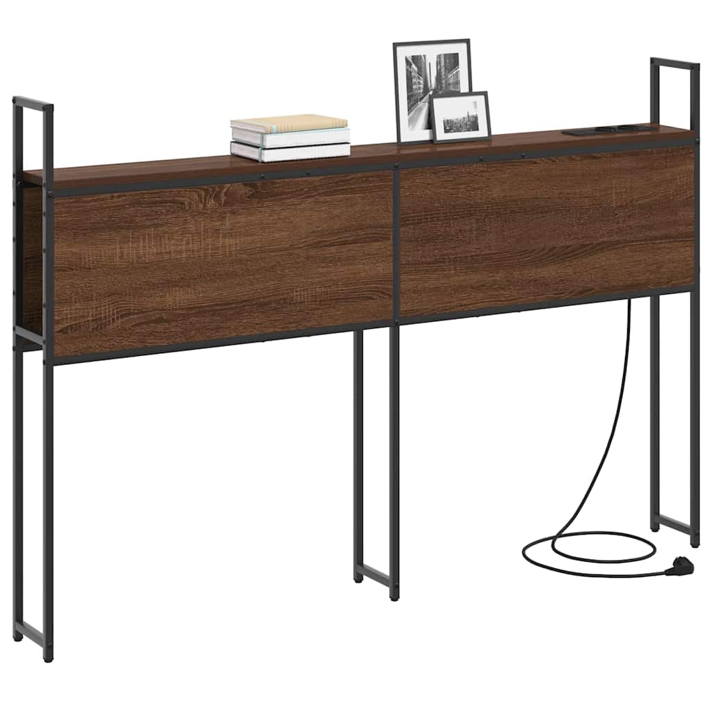 vidaXL Κεφαλάρι Αποθήκης με Σταθμό Φόρτισης με ράφι Καφέ δρυς 120 cm