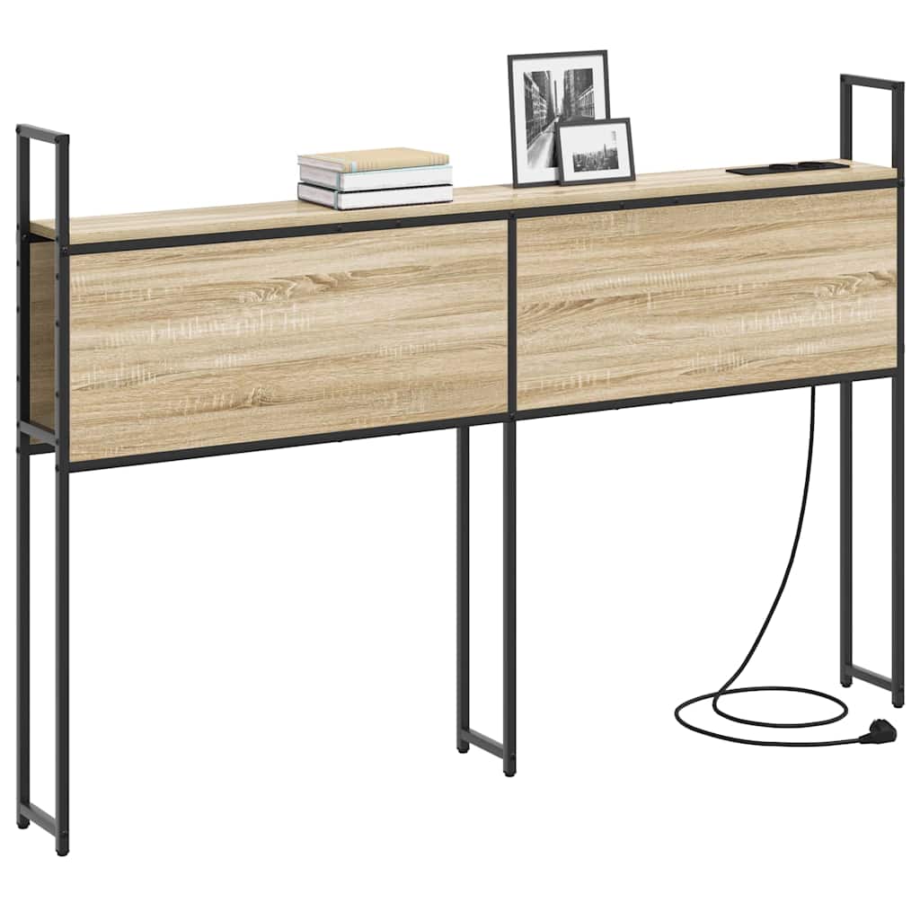 vidaXL Κεφαλάρι Αποθήκης με Σταθμό Φόρτισης με ράφι Sonoma Δρυς 135 cm