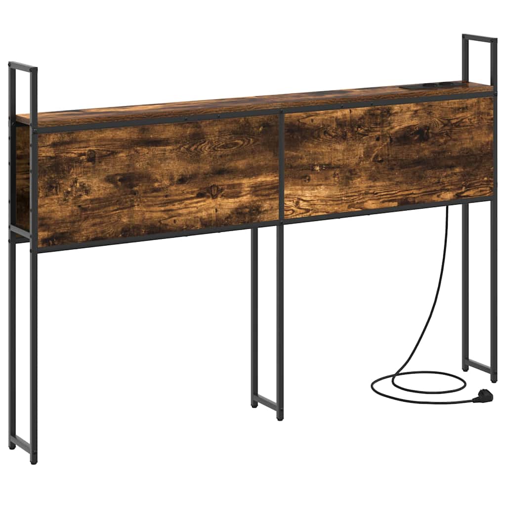 vidaXL Κεφαλάρι Αποθήκης με Σταθμό Φόρτισης Καπνιστή δρυς 135 cm