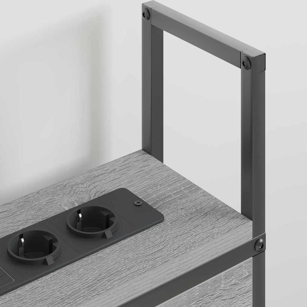vidaXL Κεφαλάρι Αποθήκης με Σταθμό Φόρτισης με ράφι Γκρι sonoma 135 cm