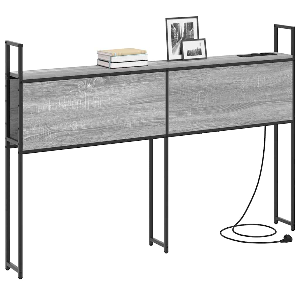 vidaXL Κεφαλάρι Αποθήκης με Σταθμό Φόρτισης με ράφι Γκρι sonoma 135 cm