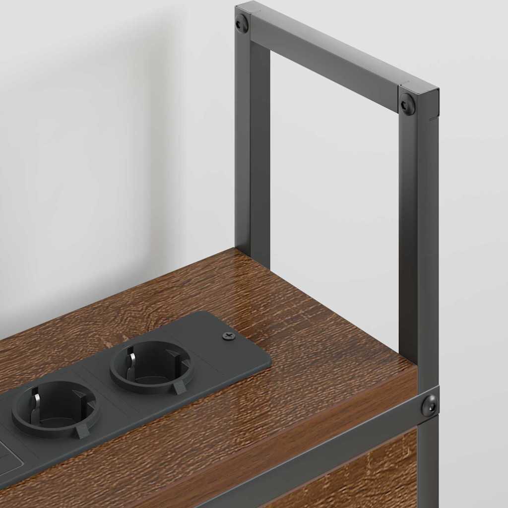 vidaXL Κεφαλάρι Αποθήκης με Σταθμό Φόρτισης με ράφι Καφέ δρυς 135 cm