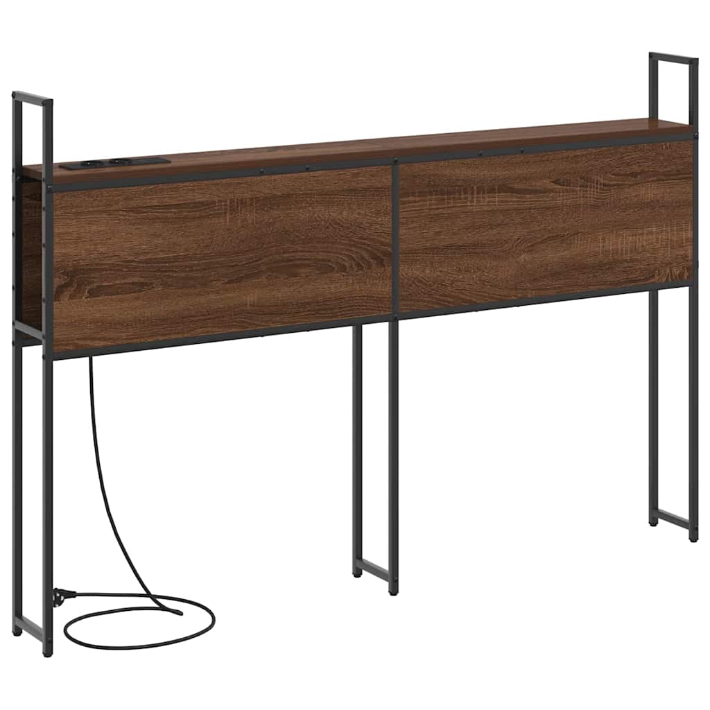 vidaXL Κεφαλάρι Αποθήκης με Σταθμό Φόρτισης με ράφι Καφέ δρυς 135 cm