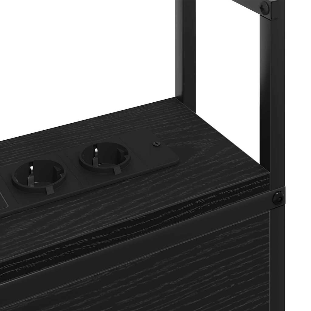 vidaXL Κεφαλάρι Αποθήκης με Σταθμό Φόρτισης με ράφι Μαύρη δρυς 140 cm