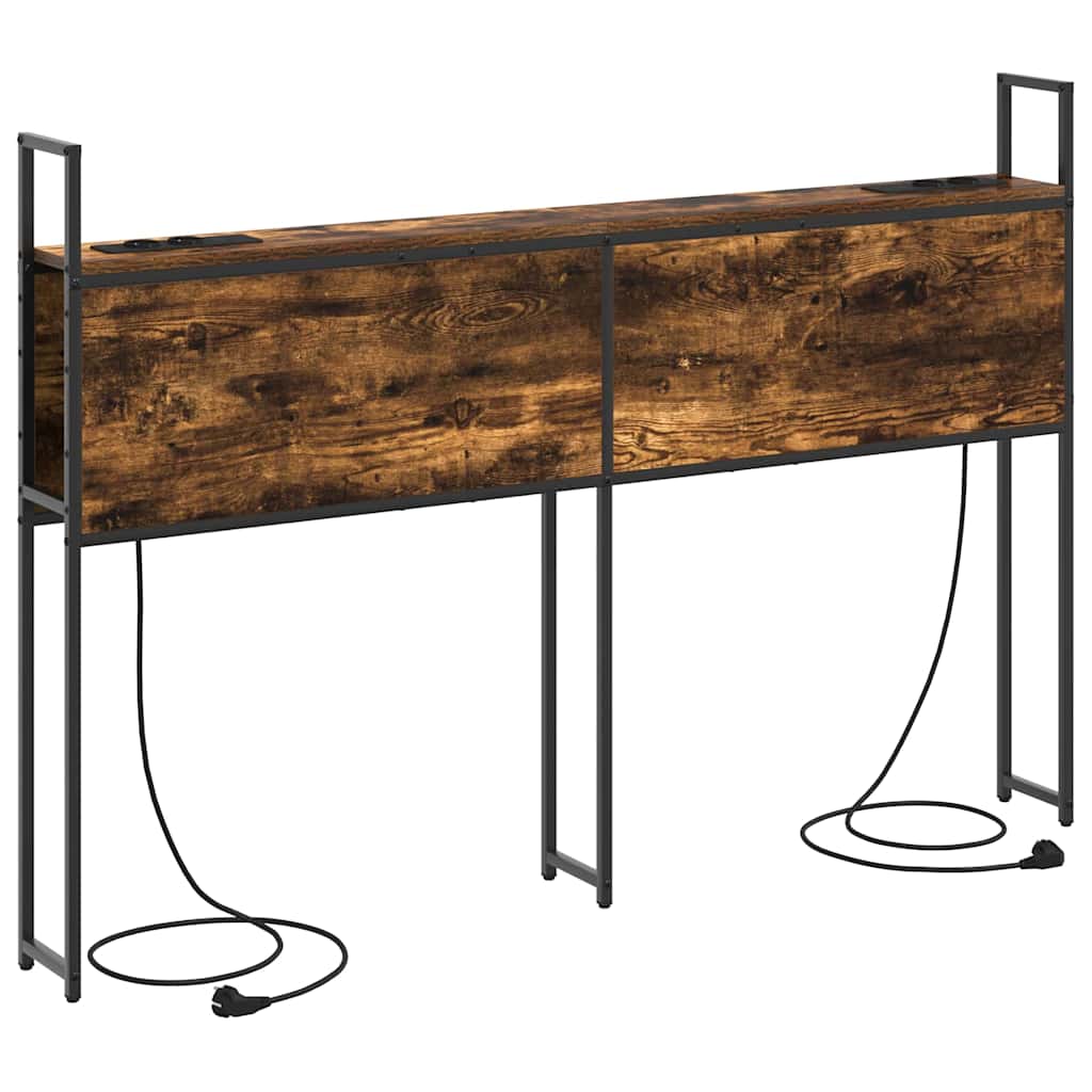 vidaXL Κεφαλάρι Αποθήκης με Σταθμό Φόρτισης Καπνιστή δρυς 140 cm