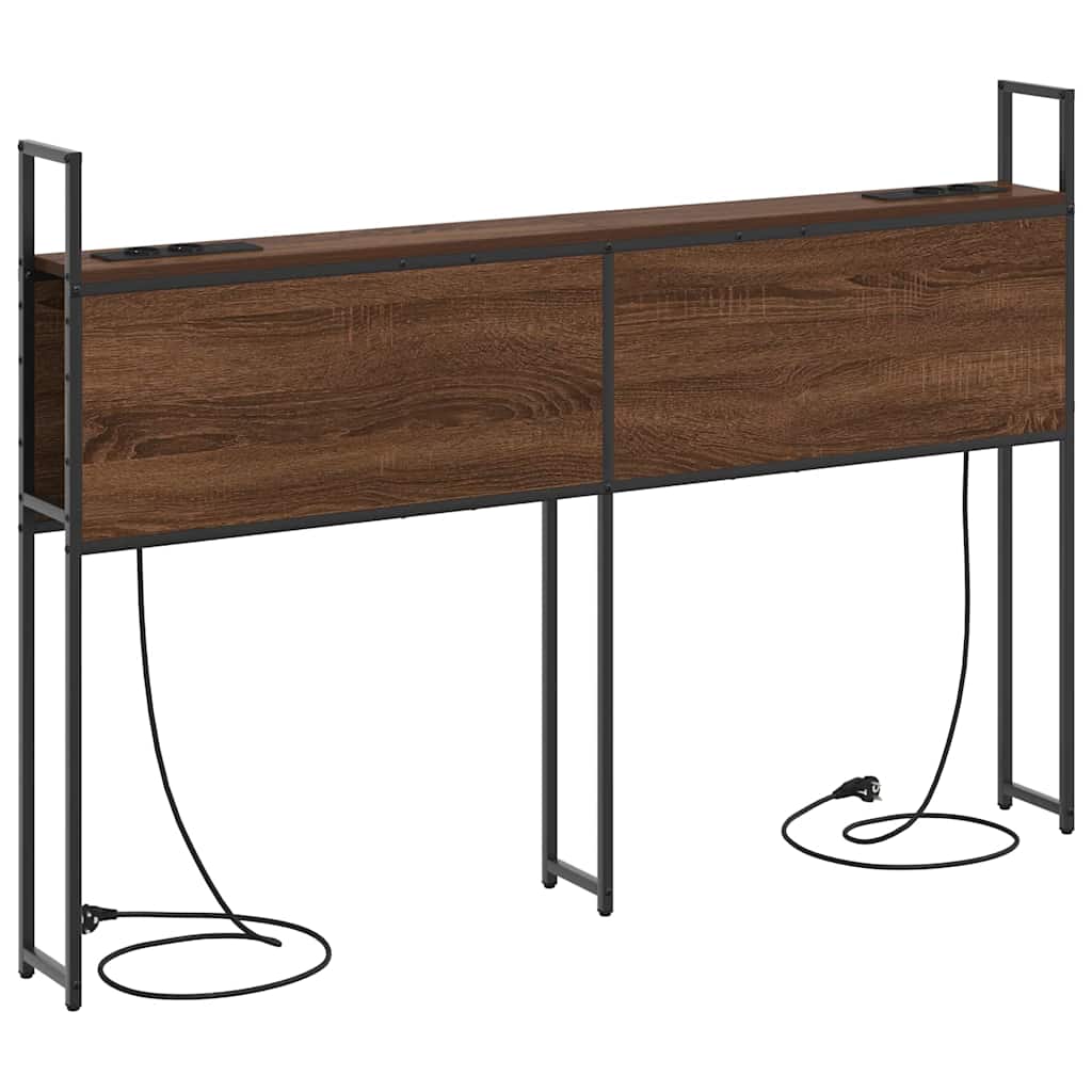 vidaXL Κεφαλάρι Αποθήκης με Σταθμό Φόρτισης με ράφι Καφέ δρυς 150 cm