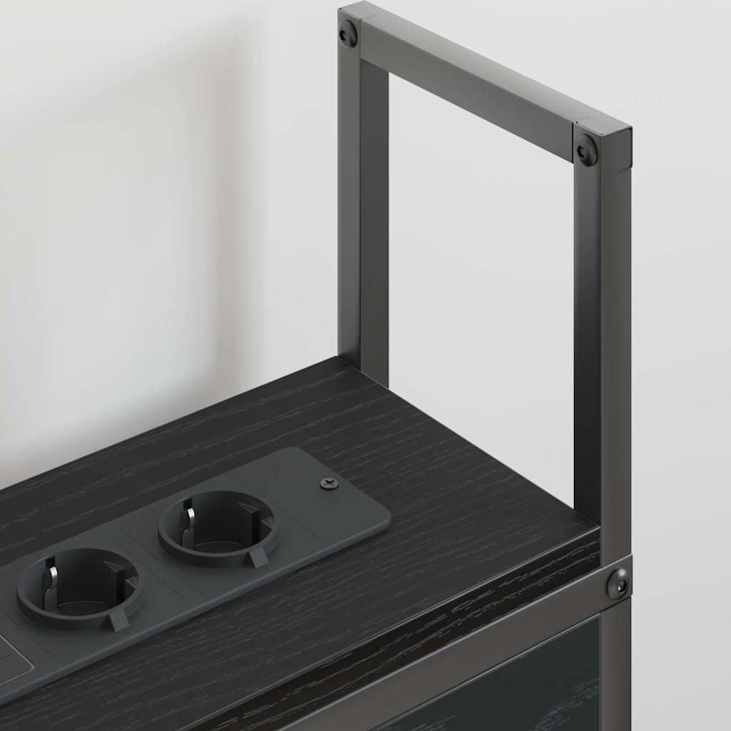 vidaXL Κεφαλάρι Αποθήκης με Σταθμό Φόρτισης με ράφι Μαύρη δρυς 160 cm