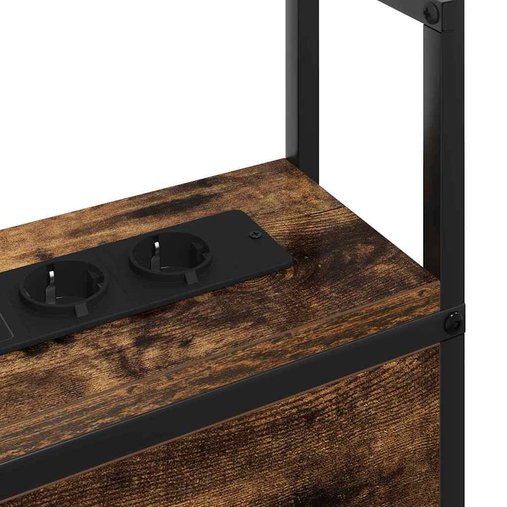 vidaXL Κεφαλάρι Αποθήκης με Σταθμό Φόρτισης Καπνιστή δρυς 160 cm