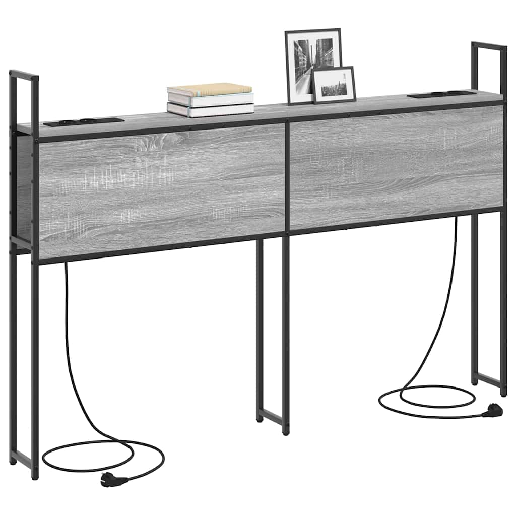 vidaXL Κεφαλάρι Αποθήκης με Σταθμό Φόρτισης με ράφι Γκρι sonoma 160 cm