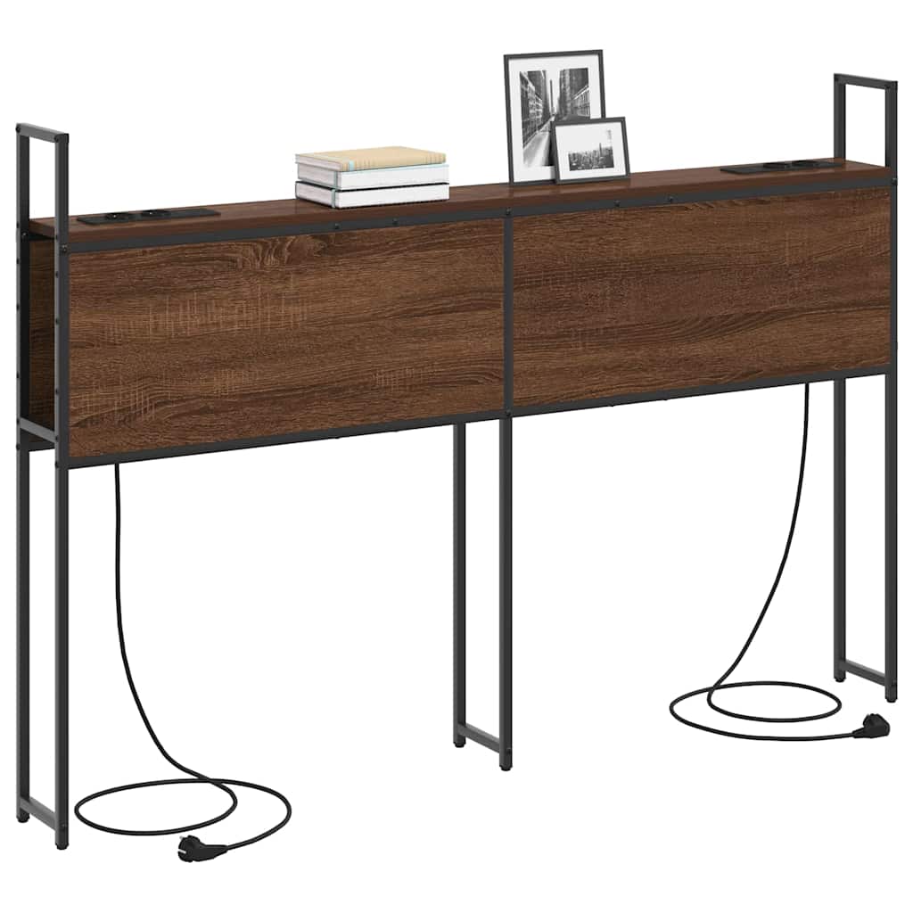 vidaXL Κεφαλάρι Αποθήκης με Σταθμό Φόρτισης με ράφι Καφέ δρυς 160 cm