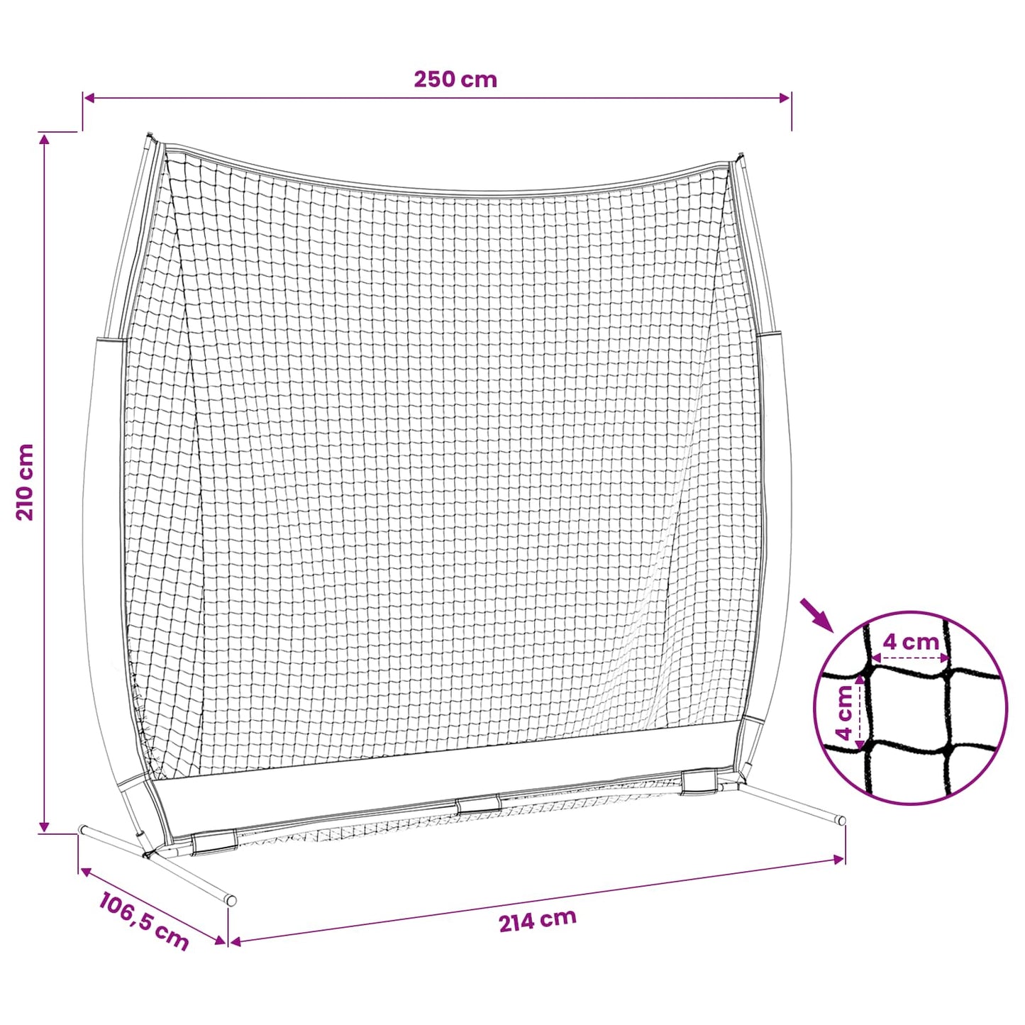 vidaXL Δίχτυ προπόνησης μπέιζμπολ Μαύρο 250 x 106,5 x 210 εκ.