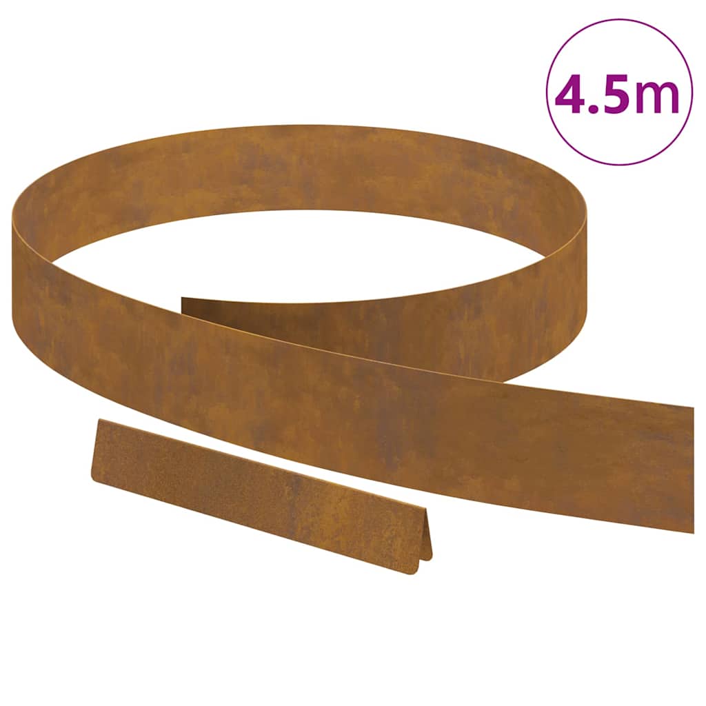 vidaXL Φράχτης Κήπου Σκ rusty 450 x 10 εκ Ατσάλι σκληρυθέν στον αέρα
