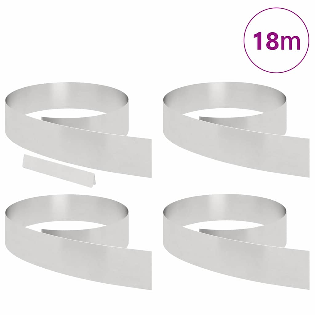 vidaXL Φράχτης Κήπου 4 pcs Ασημί 450 x 15 εκ Ανοξείδωτο ατσάλι