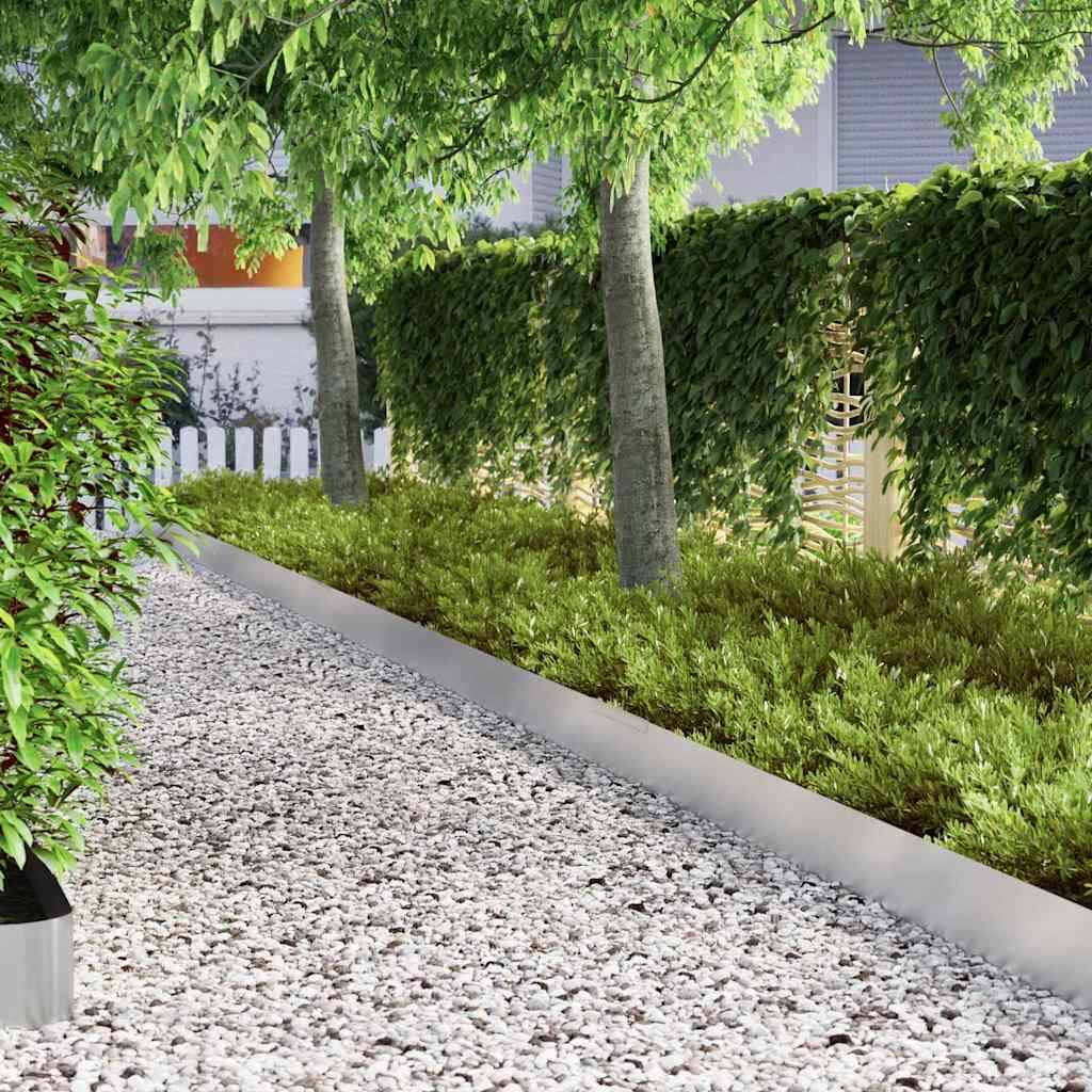 vidaXL Περίγραμμα γκαζόν Ασημί 450 x 0.05 x 15 εκ Ανοξείδωτο ατσάλι