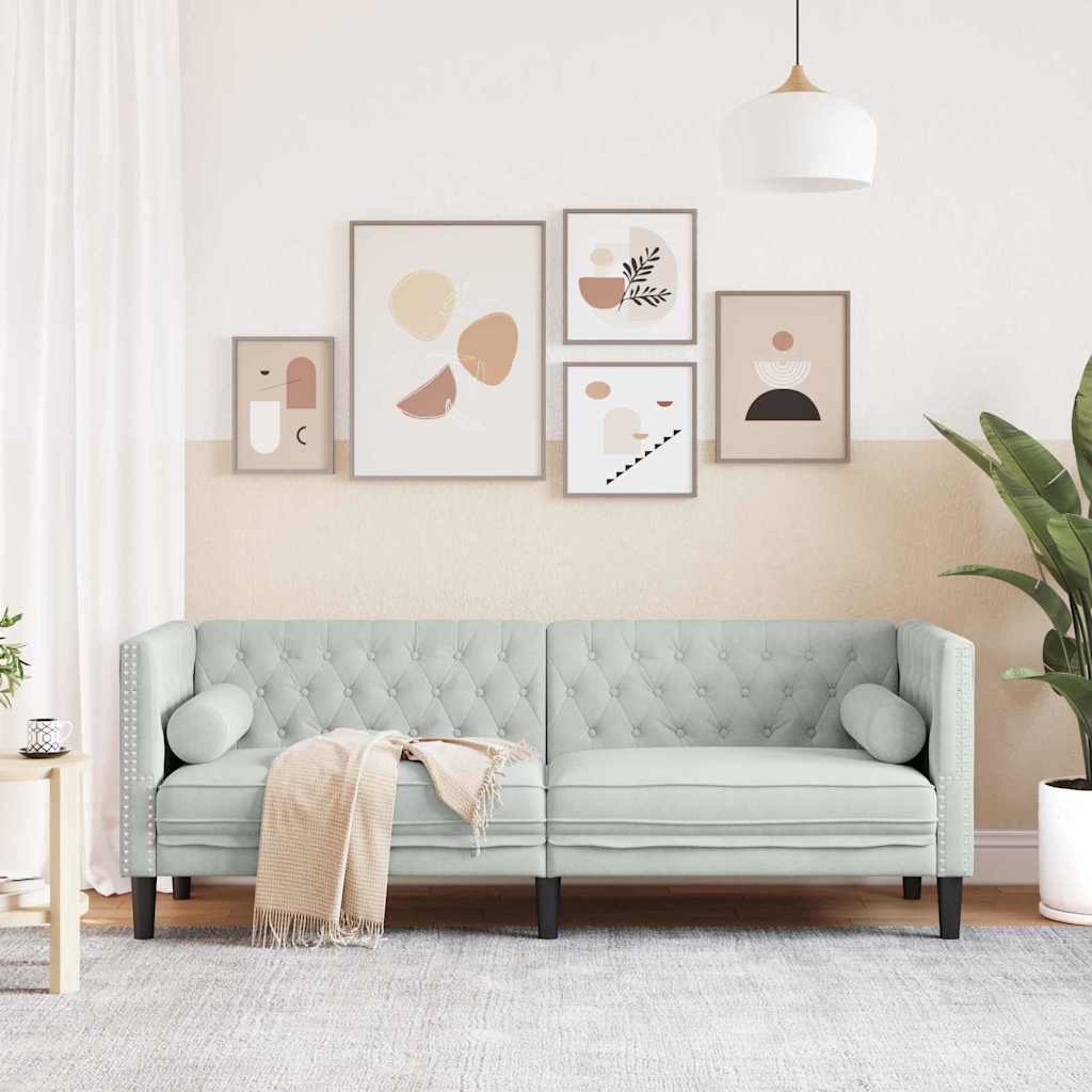 vidaXL Καναπές Ανοιχτό γκρι 194 x 74,5 x 70,5 εκ. Βελούδο