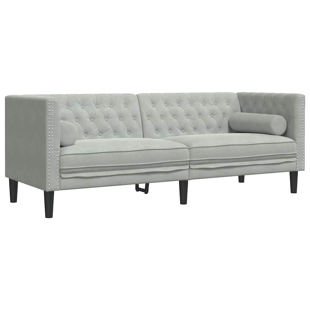 vidaXL Καναπές Ανοιχτό γκρι 194 x 74,5 x 70,5 εκ. Βελούδο