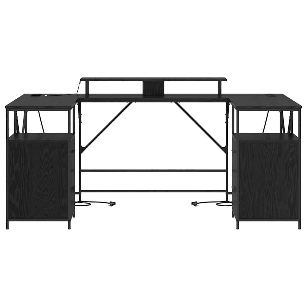 vidaXL Γραφείο Μαύρη δρυς 182 x 101 x 87.5 εκ Επεξεργασμένο ξύλο